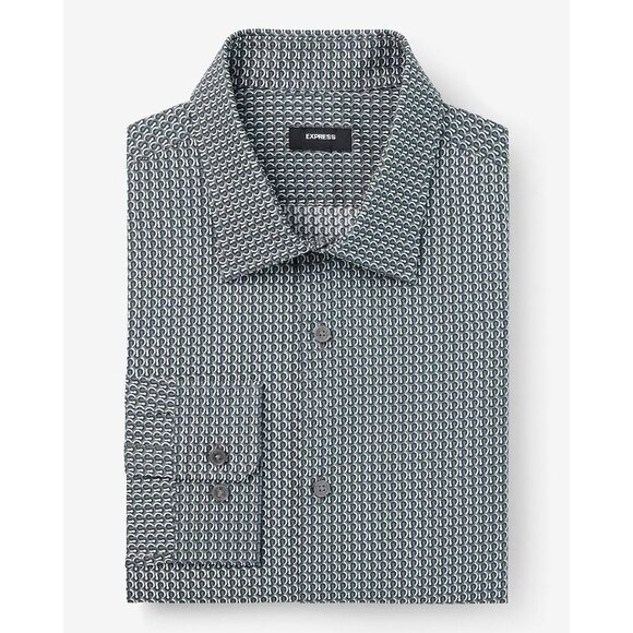 Express Mens Classic Dress Shirt Size XXL Gray Pearl Hook Geo Stretch 1MX NWT$68 - Picture 1 of 15